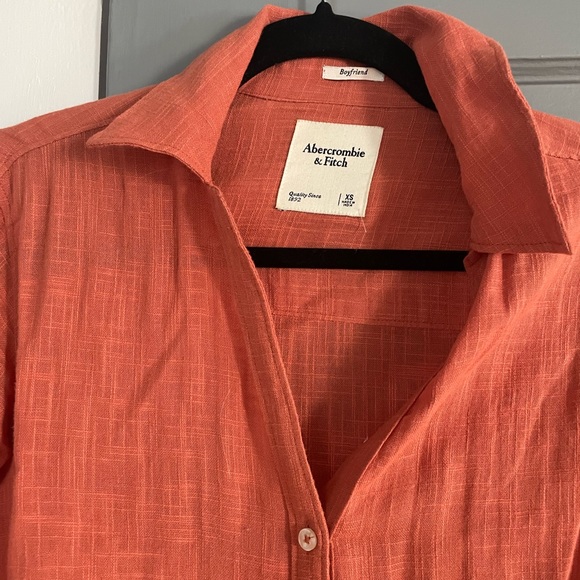 Abercrombie Rust Button Up Linen - esque Top Shirt - Picture 2 of 4